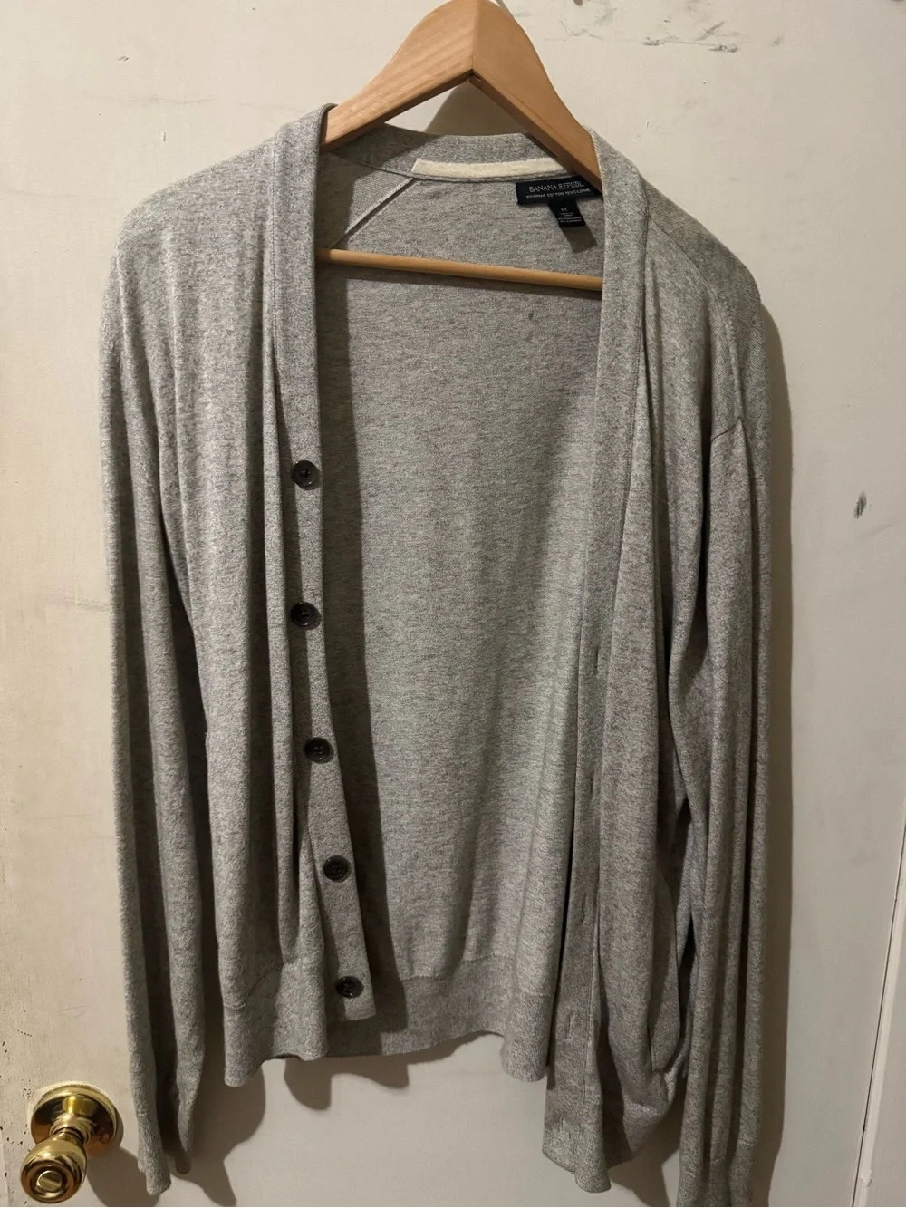 Banana Republic Men’s Light Gray Shawl-Collar Cardigan